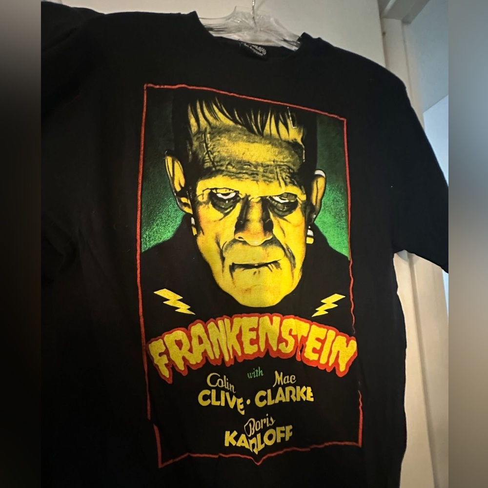 Frankenstein Movie Poster Black Tee Lowbrow Art Company
